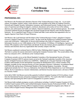 CV for Neil Broom Expert Witness in Computer Forensics Investigations in Chandler
